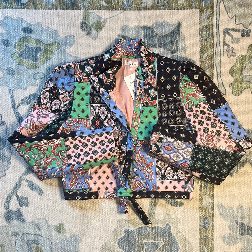 Colorful cropped Patchwork Jacket NWT - image 1